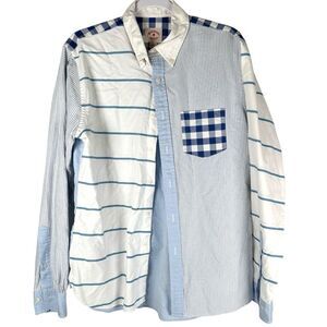 Brooks Brothers Red Fleece Blue Stripe Gingham Print Button Down Shirt Men Large